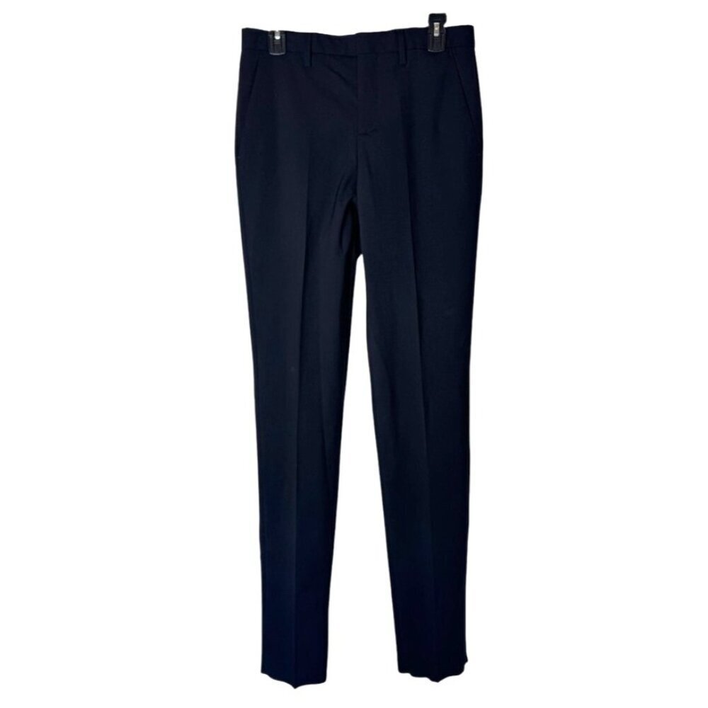 Coach Pants Women 30 Black Wool Flat Front Unfinished Hem Trousers Corpcore